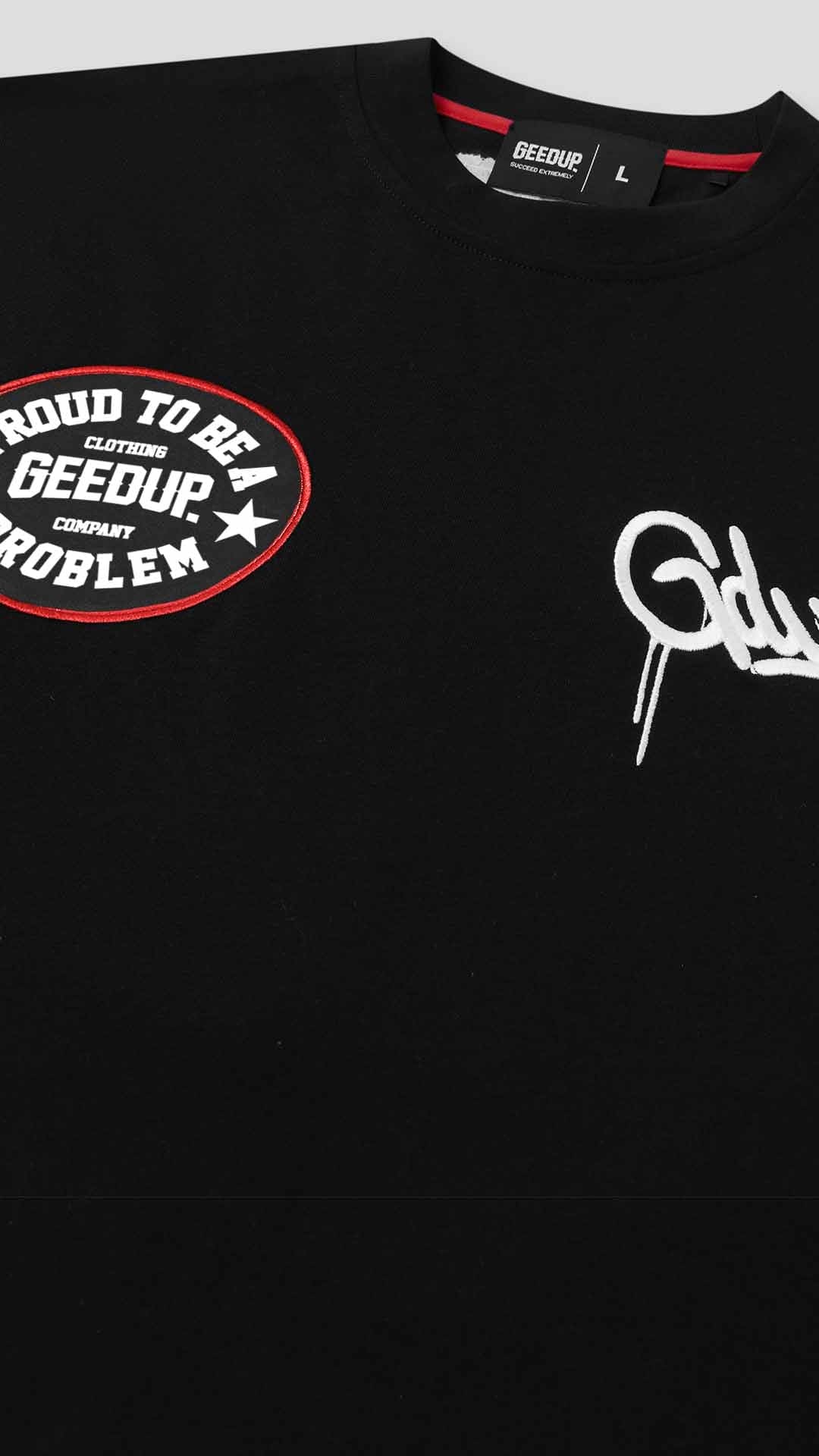 Geedup Proud To Be A Problem T-Shirt (Black/Red)