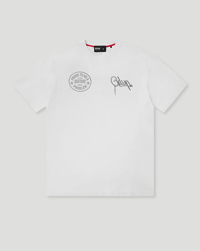 Geedup Proud To Be A Problem T-Shirt (White/Grey)