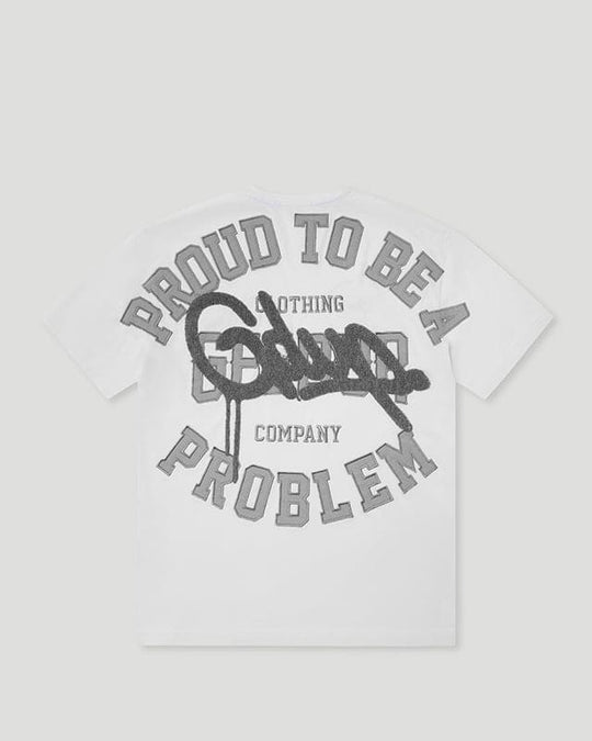 Geedup Proud To Be A Problem T-Shirt (White/Grey)