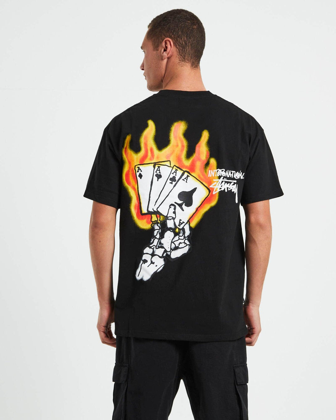 Stussy Heavyweight T-Shirt "Flame Cards" (Black) - COP IT AU