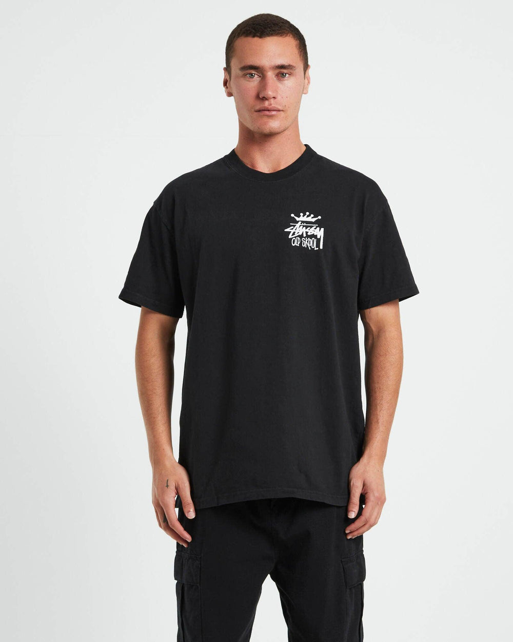 Stussy Heavyweight T-Shirt "Old Skool" (Black) - COP IT AU