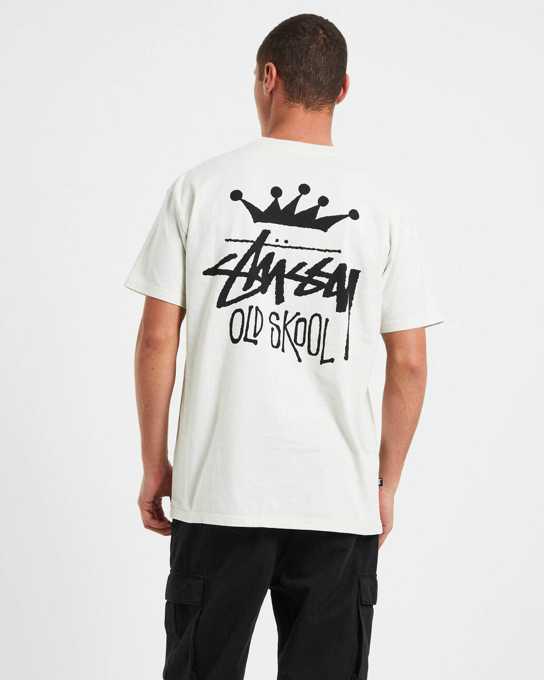 Stussy Heavyweight T-Shirt "Old Skool" (White) - COP IT AU