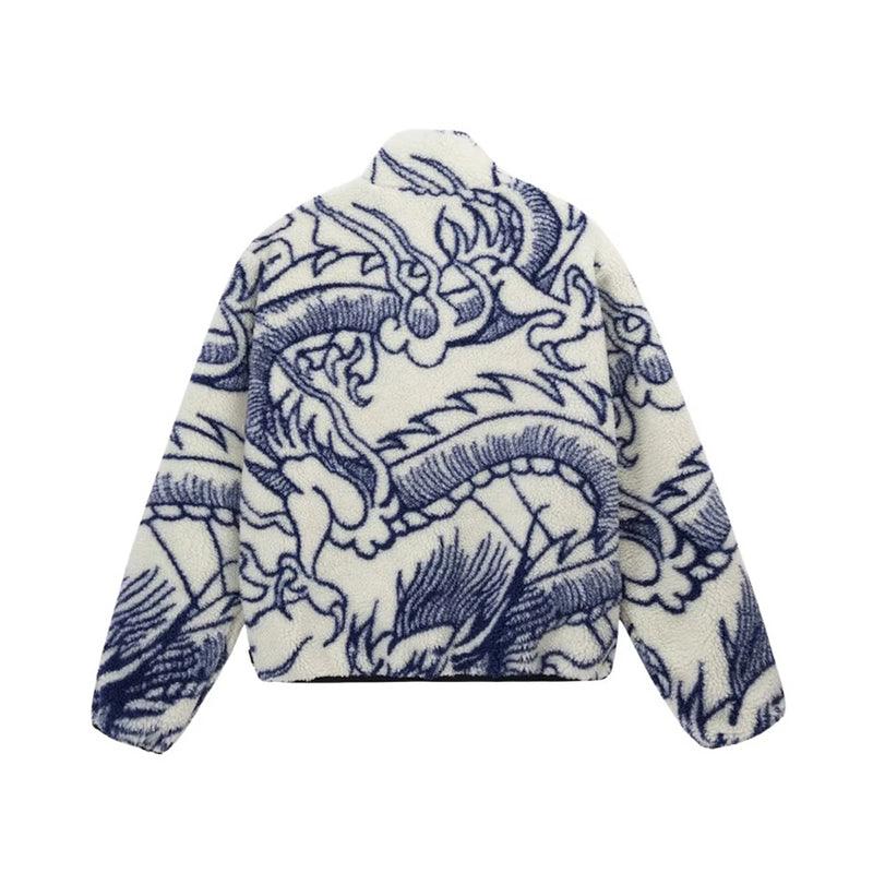 Stussy Reversible Dragon Sherpa Jacket (Natural/Blue) - COP IT AU